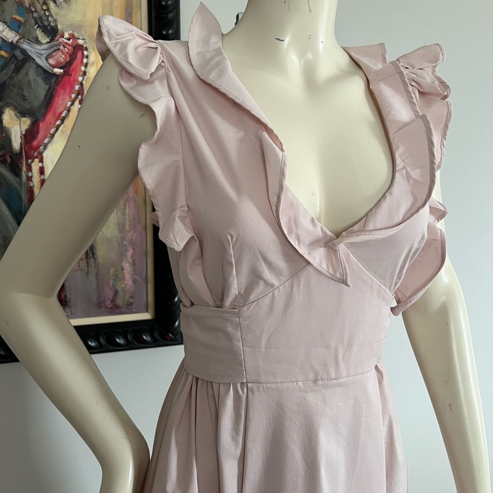 RED Valentino V-Neck Ruffled A-Line Dress - Picture 11 of 15